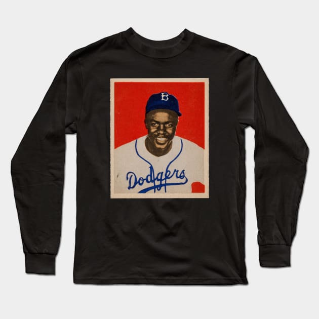 Jackie Robinson 1949 Bowman Long Sleeve T-Shirt by BlackBoxHobby